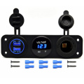 Triple Function Dual USB Charger + Blue LED Voltmeter + 12V Outlet Socket Panel